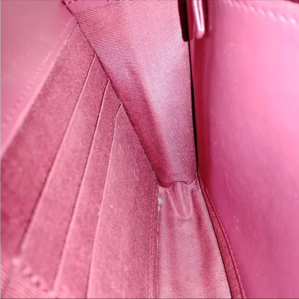 Auth Chanel Brilliant Pink Quilted Patent Leather Wallet on Chain (WOC) Clutch